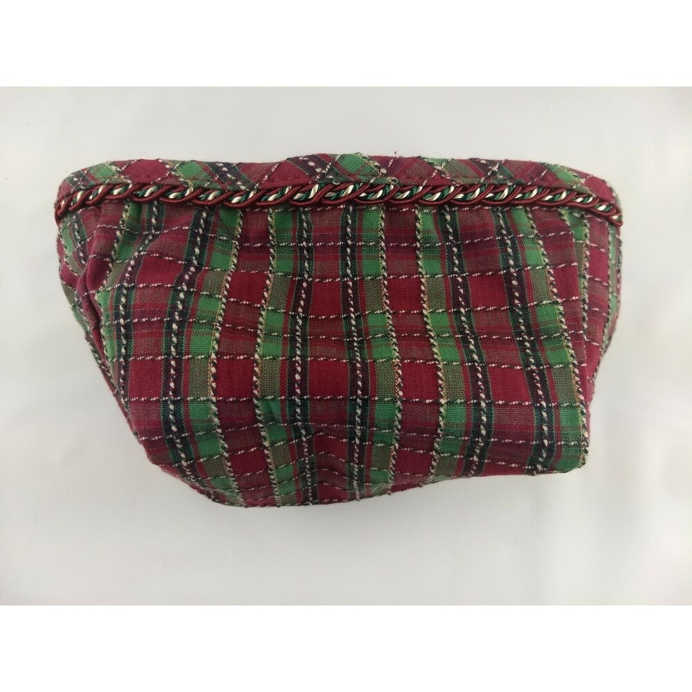Longaberger Small Recipe Basket Fabric Liner Holiday Plaid Christmas Red Green